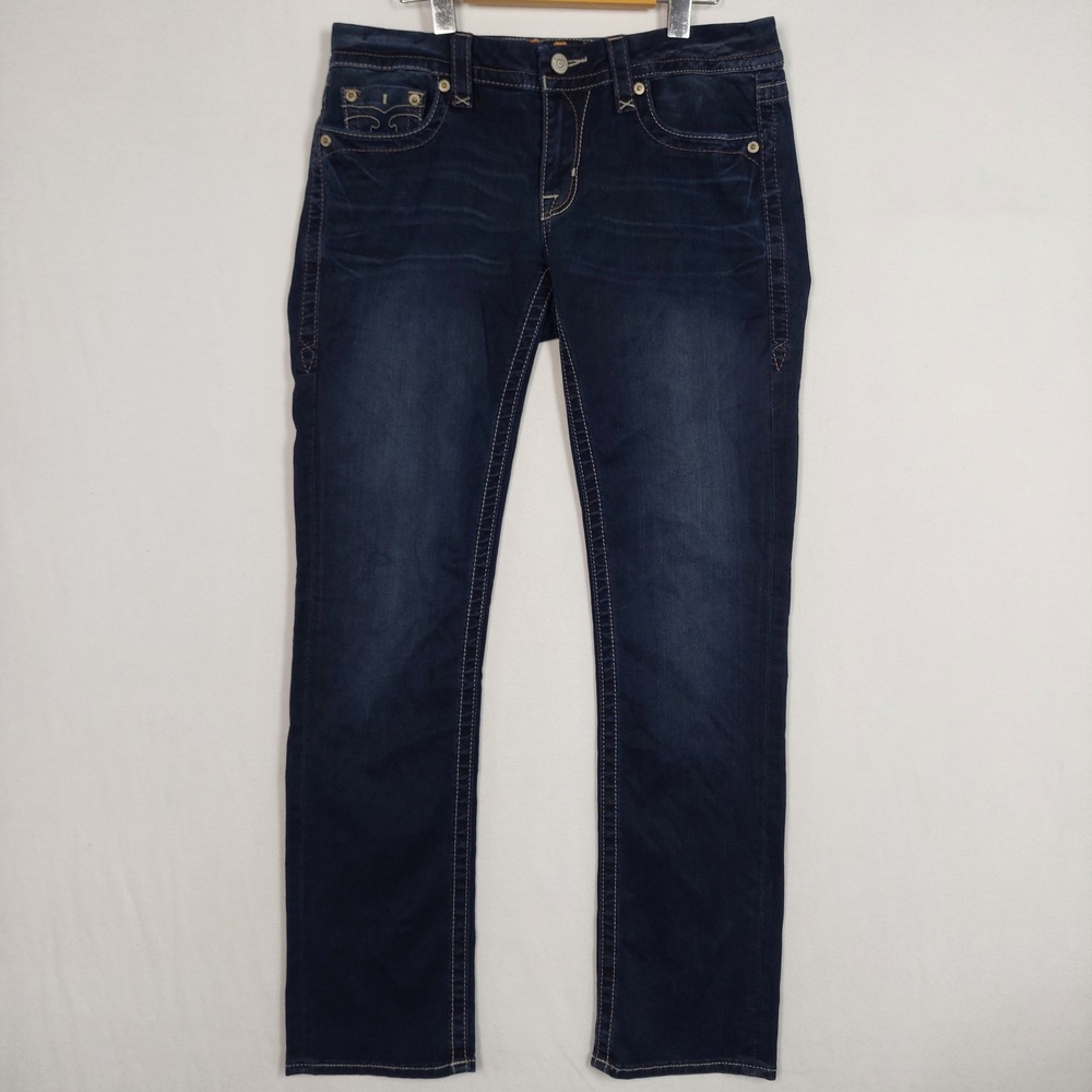 Rock Revival Anabela J12 Straight Leg Jeans Dark Wash Blue E8444J12R Size 30